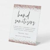 Elegante Rose Gold Glitzer Hand Sanitizer Station Sockelschild (Vorderseite)