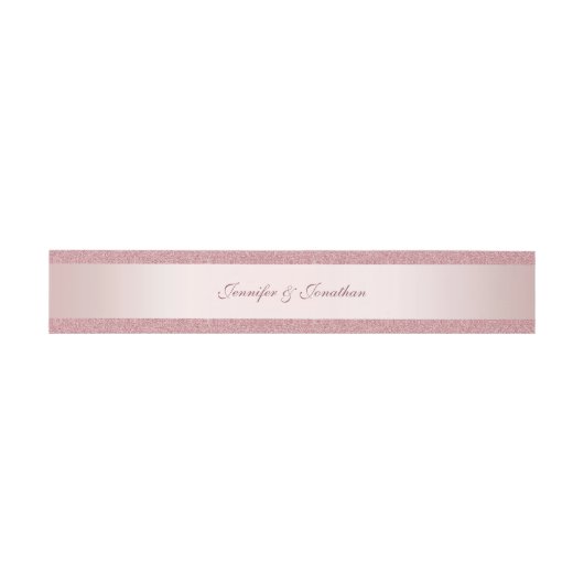 Elegante Rose Gold Glitzer Handwriting Script Name Einladungsbanderole (Flach)