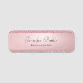 Elegante Rose Gold Glitzer Handwriting-Skripttext Namensschild (Vorderseite)
