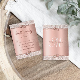 Elegante Rose Gold Glitzer Hochzeit RSVP Karte