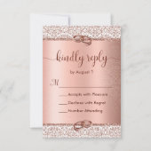 Elegante Rose Gold Glitzer Hochzeit RSVP Karte (Vorderseite)