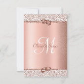 Elegante Rose Gold Glitzer Hochzeit RSVP Karte (Rückseite)