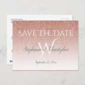 Elegante Rose Gold Glitzer Hochzeit speichern Sie  Postkarte (Vorne/Hinten)