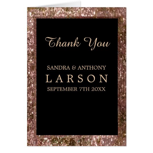 Elegante Rose Gold Glitzer Hochzeit Vielen Dank (Vorne)