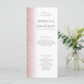 Elegante Rose Gold Glitzer Hochzeitskarte (Stehend Vorderseite)