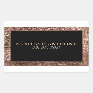 Elegante Rose Gold Glitzer Hochzeitsticker Rechteckiger Aufkleber