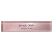 Elegante Rose Gold Glitzer Kalligraphischer Textna Namensplakette (Vorderseite)