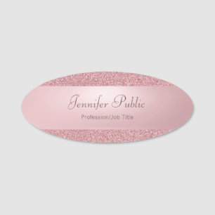 Elegante Rose Gold Glitzer Kalligraphisches Skript Namensschild
