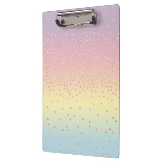 Elegante Rose Gold Glitzer Konfetti Dots Gradient Klemmbrett (Links)