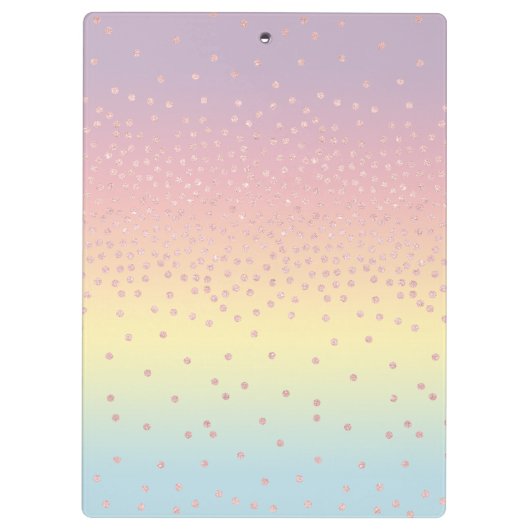 Elegante Rose Gold Glitzer Konfetti Dots Gradient Klemmbrett (Rückseite)