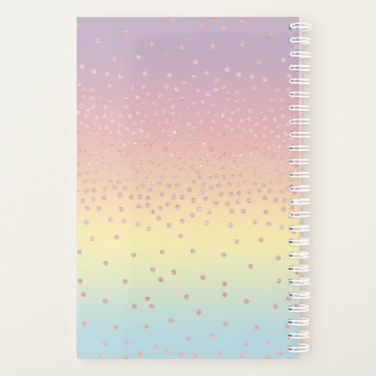 Elegante Rose Gold Glitzer Konfetti Dots Gradient Planer (Rückseite)