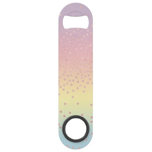 Elegante Rose Gold Glitzer Konfetti Dots Gradient Speed Flaschenöffner (Vorderseite)
