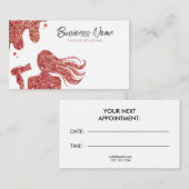 Elegante Rose Gold Glitzer Lady Haidresser Terminkarte (Vorne/Hinten)