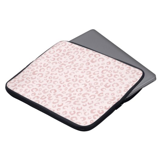 Elegante Rose Gold Glitzer Leopard Tierwerbung Laptopschutzhülle (Vorne Oben)