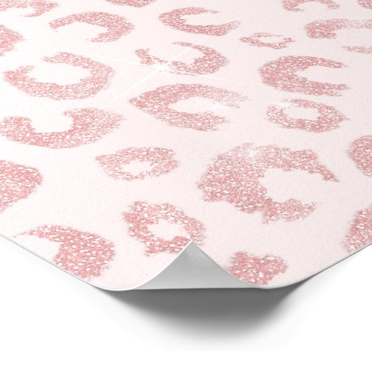 Elegante Rose Gold Glitzer Leopard Tierwerbung Poster (Ecke)