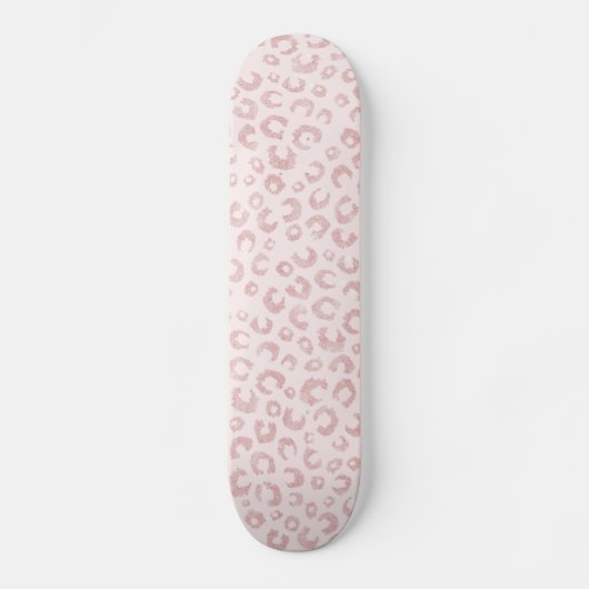 Elegante Rose Gold Glitzer Leopard Tierwerbung Skateboard (Vorderseite)