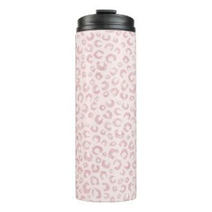 Elegante Rose Gold Glitzer Leopard Tierwerbung Thermosbecher