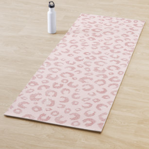 Elegante Rose Gold Glitzer Leopard Tierwerbung Yogamatte