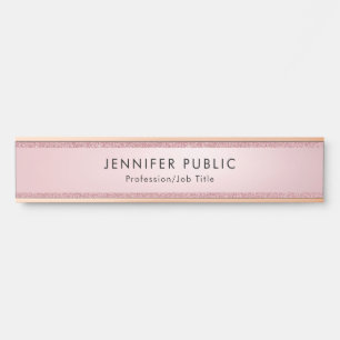 Elegante Rose Gold Glitzer Look Moderne Vorlage Türschild