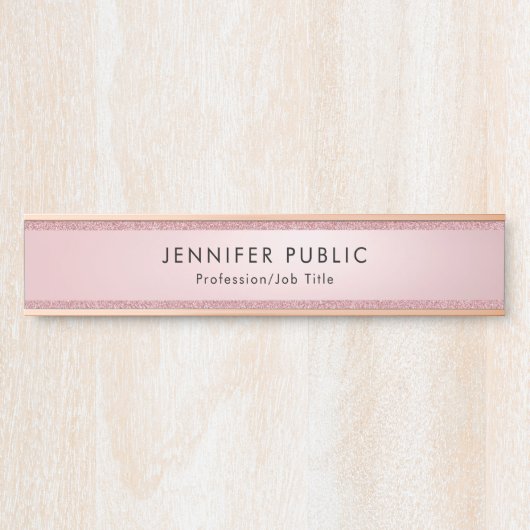 Elegante Rose Gold Glitzer Look Moderne Vorlage Türschild (Vorderseite )