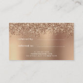 Elegante Rose Gold Glitzer Make-up & haar Empfehlungskarte (Rückseite)