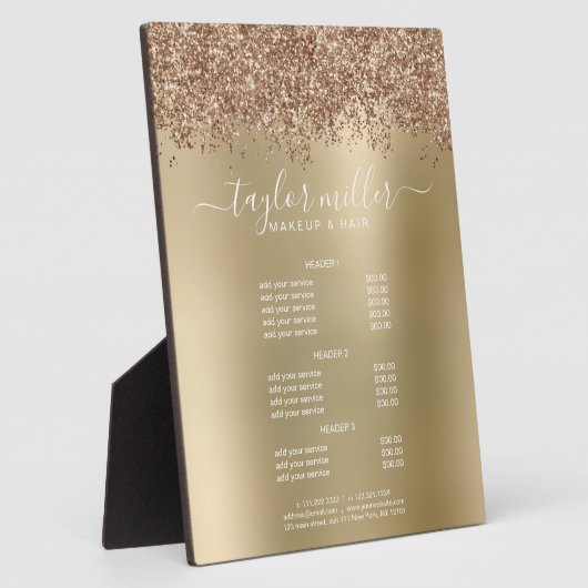 Elegante Rose Gold Glitzer Make-up & haar Fotoplatte (Seite)