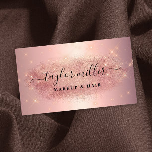 Elegante Rose Gold Glitzer Make-up & haar metallis Visitenkarte