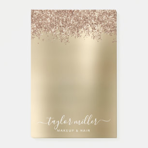 Elegante Rose Gold Glitzer Make-up & haar Post-it Klebezettel