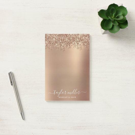 Elegante Rose Gold Glitzer Make-up & haar Post-it Klebezettel (Büro)