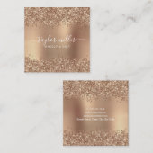 Elegante Rose Gold Glitzer Make-up & haar Quadratische Visitenkarte (Vorne/Hinten)