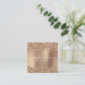 Elegante Rose Gold Glitzer Make-up & haar Quadratische Visitenkarte (Stehend Vorderseite)