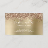 Elegante Rose Gold Glitzer Make-up & haar Terminkarte (Rückseite)