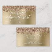 Elegante Rose Gold Glitzer Make-up & haar Terminkarte (Vorne/Hinten)