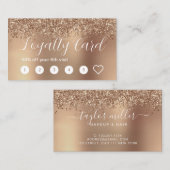 Elegante Rose Gold Glitzer Make-up & haar Treuekarte (Vorne/Hinten)