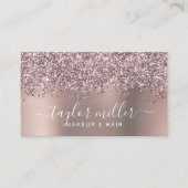 Elegante Rose Gold Glitzer Make-up & haar Visitenkarte (Vorderseite)