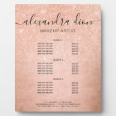 Elegante Rose Gold Glitzer Makeup Artists Fotoplatte (Vorderseite)