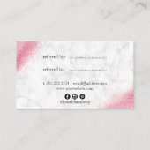 Elegante Rose Gold Glitzer Marmor Makeup Künstler Empfehlungskarte (Rückseite)