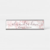 Elegante Rose Gold Glitzer Marmor Makeup Künstler Schreibtischnamensplakette (Vorderseite )