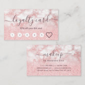 Elegante Rose Gold Glitzer Marmor Makeup Künstler Treuekarte (Vorne/Hinten)