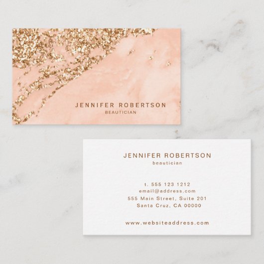 Elegante Rose Gold Glitzer Marmor Visitenkarte (Vorne/Hinten)