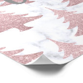 Elegante Rose Gold Glitzer & Marmor Weihnachtsbaum Poster (Ecke)
