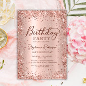 Elegante Rose Gold Glitzer Metal 18. Geburtstag Einladung