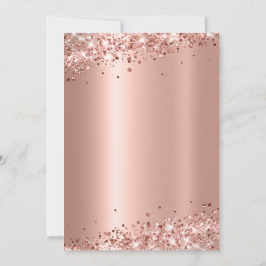 Elegante Rose Gold Glitzer Metallfolie 70. Geburts Einladung (Rückseite)
