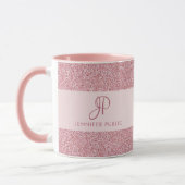 Elegante Rose Gold Glitzer Mit Monogramm aussehen Tasse (Links)