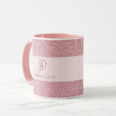 Elegante Rose Gold Glitzer Mit Monogramm aussehen Tasse (Vorderseite Links)