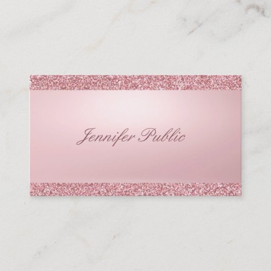 Elegante Rose Gold Glitzer Moderne, handschriftlic Visitenkarte (Vorderseite)