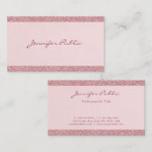Elegante Rose Gold Glitzer Moderner, handgeschrieb Visitenkarte (Vorne/Hinten)