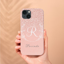 Elegante Rose Gold Glitzer Monogram