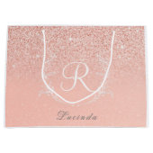 Elegante Rose Gold Glitzer Monogram Große Geschenktüte (Vorderseite)