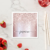 Elegante Rose Gold Glitzer Monogram Name Script Serviette (Beispiel)